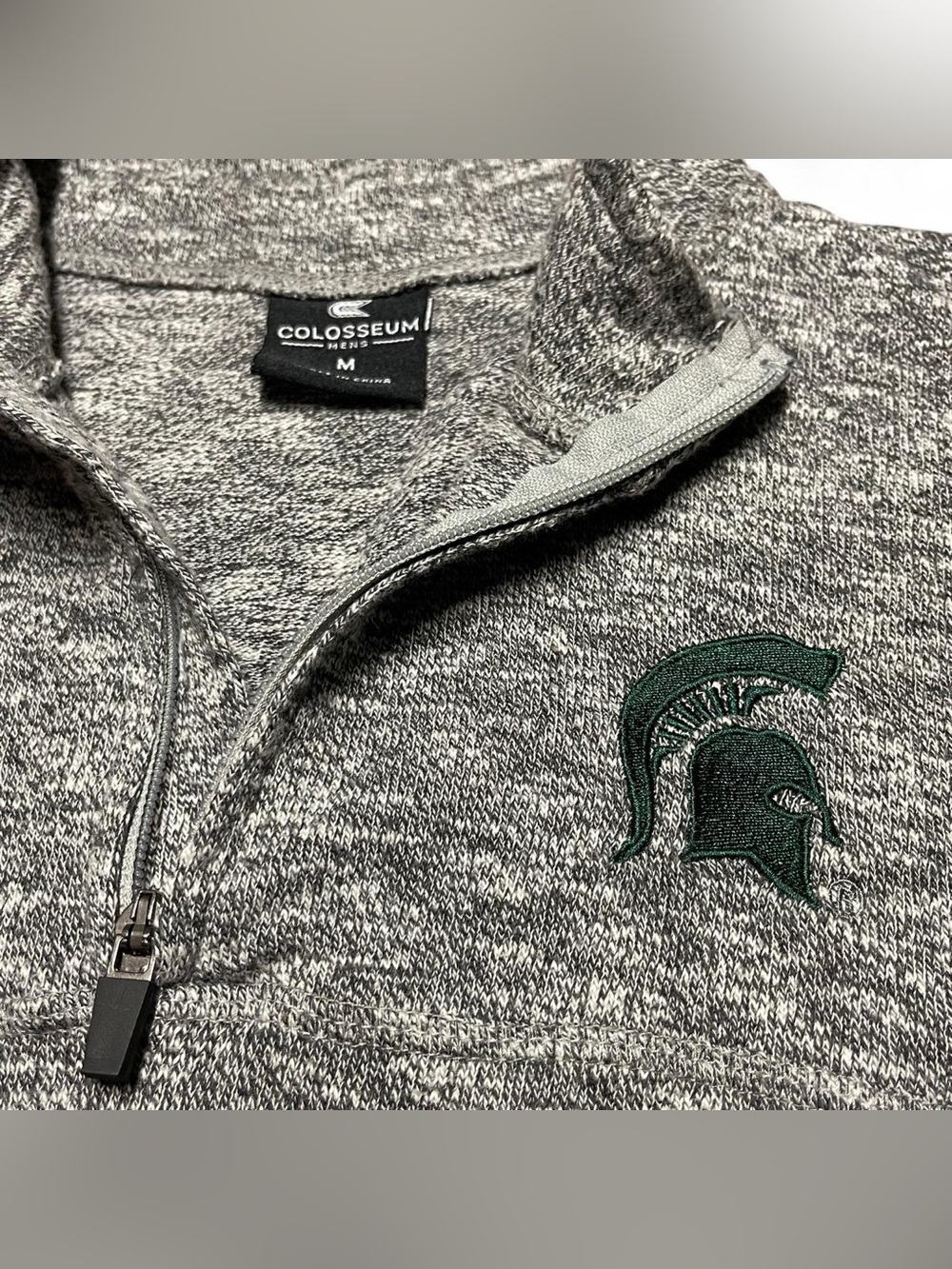 Colosseum Michigan State Spartans Mens Size M Grey Quarter Zip Hoodie Sweatshirt